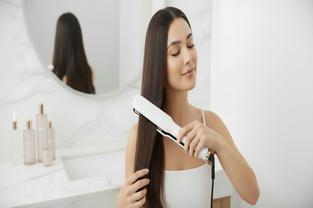 je veux la meme image que tout a l'heur avec la femme et le lisseur juste rajoute limera5 sur le lisseur en pas trop gros si tu peux